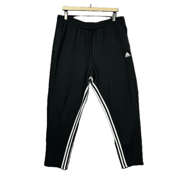 Adidas Must Haves 3-Stripes Sweatpants Mens 2XL‎ Black Tapered Drawstring - Picture 1 of 16